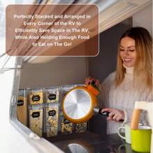 8 Pack Food Storage Containers -  Airtight Kitchen Storage For Cereal, Flour, Sugar & Baking Supplies With  Labels & 1 Marker - White - View 3