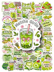 56pcs Matcha Girl Stickers, Suitable For Scrapbooking, Desktops, Luggage, Laptops, Helmets, Water Bottles, DIY Decorations, And As Gifts For Friends - Multicolor - View 12