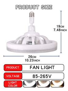 1 pieza Ventilador de techo con luz y control remoto, base de lámpara E27, fácil instalación, ajuste de 3 velocidades, luces LED inteligentes regulables de 3000-6500K, ventilador de techo empotrado moderno adecuado para dormitorio, sala de estar, cocina y otros espacios, luz de techo LED compacta - Unitalla - Ver 10