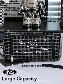 Conjunto com 1 unidade de estojo/bolsa para material escolar, estojo grande para material escolar, estojo portátil para material escolar, cosméticos, presente portátil, adequado para escritórios, escolas, jovens, meninas, meninos, meninas e adultos. [O produto inclui apenas o estojo/bolsa para material escolar; acessórios da imagem não inclusos.] - Multicolorido - Ver 13
