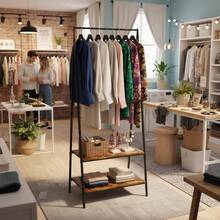 XGYGOMYOME Percero para Ropa y Zapatero Percero para Colgar para Dormito o Entrada Estilo Marrón Rústico - Marrón - Ver 2