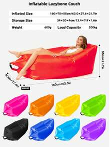 1pc Portable Inflatable Lounger Sofa, Nylon Material, With Storage Bag, Suitable For Outdoor Camping And Music Festivals, Portable Lounge Chair Sofa, Camping Sofa, Outdoor Sofa