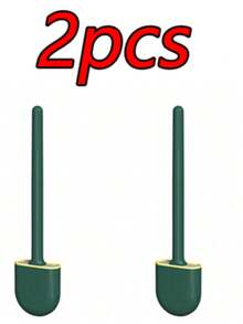 1/2pcs Toilet Brush Set, Silicone Handle Wall-Mounted Cleaning Kit For Bathroom - Multicolor - View 13