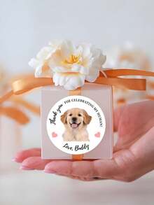 15/35/70张个性化定制宠物照片圆形贴纸，个性化照片文字定制标签贴纸，定制照片贴纸，感谢圆形贴纸，防水自粘包装封口贴纸，礼品包装装饰贴纸