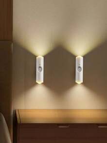 4入磁吸式充電LED壁燈，感應式小夜燈，無線電池供電燈，可旋轉便攜式黏貼燈，亮度與色溫可調，適用於臥室、浴室、樓梯、櫥櫃與居家裝飾 - 彩色 - 查看 18