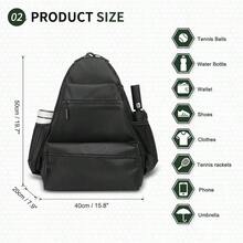 Tennis Backpack For Rackets, Waterproof Tennis Bag With Shoe Compartment, Wet/Dry Pocket, Fence Hook, For Tennis, Pickleball, Badminton - Black - View 6