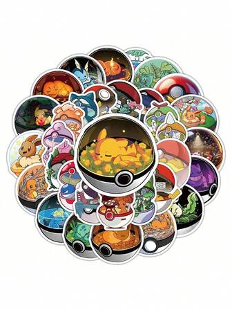  Pokemon Pikachu 50 Cartoon Stickers Cute Pocket Monsters Melody DIY Handmade Laptop Decorative Stickers Gifts For Children And Girls