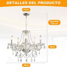 Lámpara de techo moderna, Lámparas de cristal de 5 luces, Adecuada para decoración de techo interior en sala de estar, Dormitorio, Cocina, Comedor (Blanco) - luz blanca - Ver 7