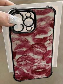 1pc Lip Print Graffiti Compatible With Apple Phone17/16/15/14/13/12/11/ProMax/Pro/Plus/Xs Max/XS/X,Four Corner Anti Fall Transpart Soft Shell Anti-Slip, Anti-Drop, Camera Ls Protection, Silicone Anti Wear Phone Case﻿.Holiday Phone Accessories.Family Fall Girlfriend Or Boyfriend Cheap Gifts For Women 14 Cases Phone Case Bear Phone Case Gifts For Men An Excellent Gift For Friends - màu đen - Xem 4