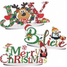 Fairyland JinWenn Decor For Home Diamonds Art Kit Decorations, 3 Pack Christmas Diamonds Painting Kit For Adult Tabletop Gift DIY 5D Diamonds Dots, Special Crystal Diamond Snowman Farmhouse 2.8X6 In ﻿ - DP02412 - 查看 1