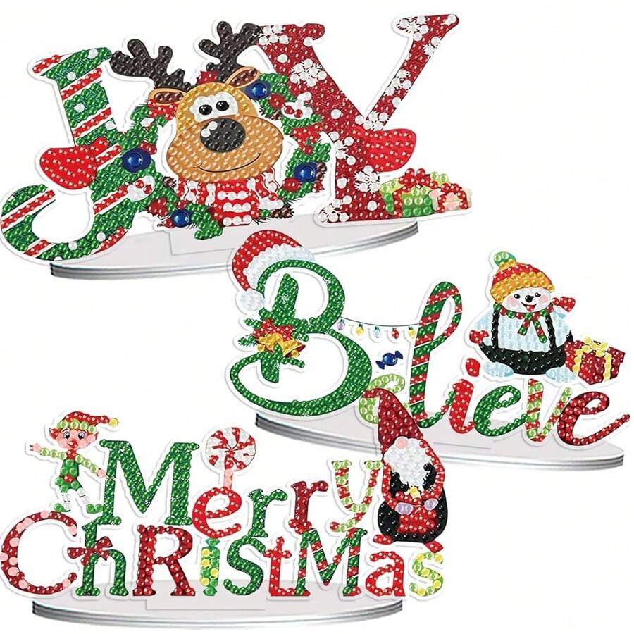 Fairyland JinWenn Decor For Home Diamonds Art Kit Decorations, 3 Pack Christmas Diamonds Painting Kit For Adult Tabletop Gift DIY 5D Diamonds Dots, Special Crystal Diamond Snowman Farmhouse 2.8X6 In - DP02412 - 查看 1