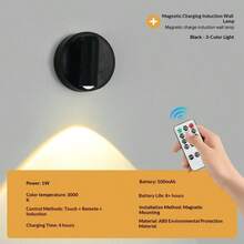 LED Magnetic Wall Light, Wall Light With Rechargeable Battery, Human Motion Sensor Spotlight, Powered By The Spotlight, Spotlight Light Source With 3 Brightness Levels, Adjustable Angle, Touch And Remote Control, For Lighting Of Wall Art. Ideal For Bedside Reading, Hallway Motion Sensing, And Emergency Lighting.