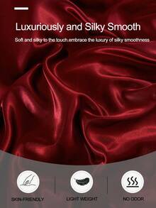 2/3件套纯色酒红色缎面床笠套装，仿丝绸质感，含1个床笠和1/2个枕套（不含枕芯），现代柔软床上用品套装，适用于家用特大号、大号、标准双人床、单人床等多种尺寸，床笠深度可达11.8英寸，透气防皱，提升睡眠质量，可机洗。 - 酒紅色 - 查看 7