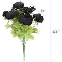 Duovlo Artificial Peony Silk Flowers Fake Flowers Vintage Wedding Home Decoration,Pack Of 1 (Black),20.87*3.5,Black - Black - 查看 3