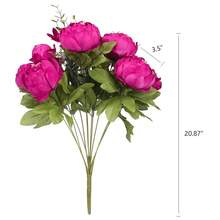 Duovlo Springs Flowers Artificial Silk Peony Bouquets Wedding Home Decoration,Pack Of 1 (Spring Hot Pink),20.87*3.5,SpringHotPink - SpringHotPink - 查看 3