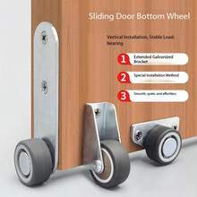 12件套重型静音推拉门滚轮套件，包含4个滚轮和8个螺丝 - 金属结构，定向轮，适用于床下储物柜、储物盒、轨道轮、推拉门五金套装、推拉门五金 - 彩色 - 查看 3