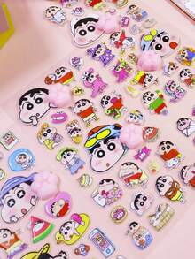 （随机1张）文具装饰贴纸 - 可爱卡通软捏3D泡泡贴纸，手机壳装饰贴纸（部分款式颜色可能略有差异，随机发货）