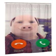 Funny "John Pork Is Calling" Bathroom Shower Curtain - Vibrant Cartoon Design With Funny Phone Motif,  Machine Washable Polyester - Perfect For Winter, Valentine'S Day & Easter Bathroom Decor, Bathroom Decorations,  Playful Design, Easy Maintenance - in ấn - Xem 3