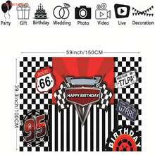 2D Flat Racing Stripe Plaid Birthday Party Backdrop, Photo Booth Prop, Birthday Decoration Photography Background, Vinyl - Type a - View 7