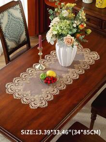 100% Polyester Delicate Water-Soluble Hollow Lace Tassel Trim Decorative Table Runner, Elegant High-End Unique Home Decor For Kitchen, Dining Table, Desk, Coffee Table, Vanity, Gift, Place Mats, Living Room, Bedroom, Yard, Indoor Outdoor Villa, Camping, Date Night, Banquet, Holiday, Party, Cabinet Gathering, Festival Decoration, Party & Wedding Decorations, 1pc - Khaki - View 16