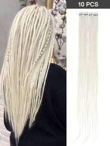 24英寸脏辫接发，SE纤细0.6厘米宽脏辫接发，合成手工柔软嬉皮风脏辫，女士适用 - 彩色 - 查看 13