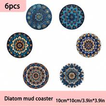 4 buc/6 buc/300 buc. Suporturi pentru pahare cu model retro de flori Mandala, cu noroi de diatomee, pentru cafea, potrivite pentru casă, restaurant și alte ocazii, cadouri de zi cu zi, decorațiuni de masă, decorațiuni tematice pentru petreceri