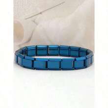 1pc Fashionable Punk Style Square Elastic Splicing Bracelet Choice Women Wife Girlfriend Close Friends - Vòng đeo tay - Xem 3