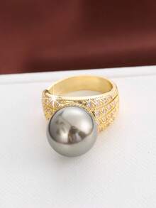 1pc Fashion Wide Band Design Cubic Zirconia Adjustable Ring For Women - Multicolor - View 9