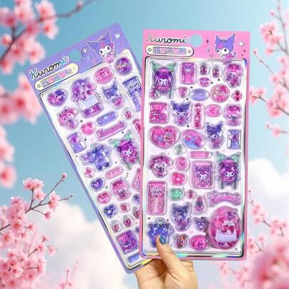 1 套 3D 水晶果冻贴纸 - 可爱有趣的卡通装饰贴纸，适合女孩和儿童 | 可重复使用的新年、情人节、复活节礼物！