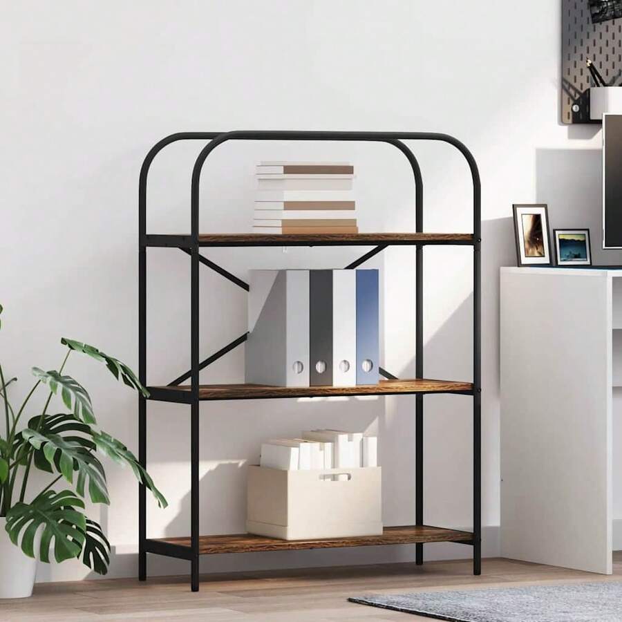 Larryhot Estante de libros Roble ahumado 80 x 30 x 109 cm, Fácil de montar, elegante y hermoso, y conveniente para almacenar artículos, es una opción ideal para el almacenamiento y la decoración del hogar. - Marrón - Ver 1