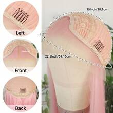 Light Pink Synthetic Lace Front Wigs Glueless Long Silky Straight Hair 13x4 HD Transparent Lace Wigs For Women Baby Pink Color Heat Resistant Fiber Hair Natural Hairline Baby Hair Daily  Party Cosplay Halloween Use - Màu Hồng  Dưa hấu - Xem 7