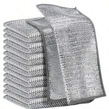 30pcs/Pack Thick Double-Sided Metal Wire Scouring Pads, Kitchen Dish Washing Cloth/Pot & Pan Cleaning Cloth/Towel Cleaning Tool - Silver - View 13