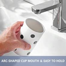Black Polka Dot Ceramic Toothbrush Holders White - 2 Cups Toothbrush Holders For Bathrooms Toothbrush Toothpaste Holders, White Bathroom Tumbler Cups, Reusable Toothbrush Cups,2pcs,White-PolkaDot - 白色波點 - 查看 4