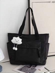 1个多色尼龙校园单肩包，新款日式手提包，大容量单肩包，质感上乘，多功能腋下包，返校季必备，简约大容量，可装笔记本电脑、平板电脑和学习用品，适合各种场合，自用或送礼皆宜。 - 黑與白 - 查看 6