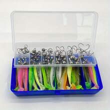 85pcs Fishing Jig Heads Set With Hook Box, Including 45 Jig Heads And 40 T-Tail Soft Baits, Soft Lure Hooks For Crappie, Bass, Trout, Saltwater & Freshwater Universal Fishing Tackle Kit, Essential For Lure Fishing Enthusiasts - White - View 4