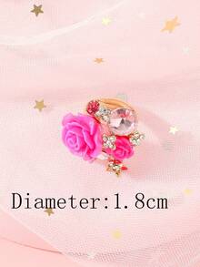 1 pieza Anillo de flor de rosa de resina ajustable, uso diario de moda para mujeres - 10084 Rosas en Múltiples Colores - Ver 8