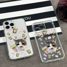 Phone: 1 Matcha Coffee Transparent Soft Phone Compatible With 17 16 15 14 13 12 11 Pro  14 15 16 Plus XS XR X 8 SE 2020 Soft Silicone Vibe, Hardcore Drop Defense. - 1pc - 查看 4