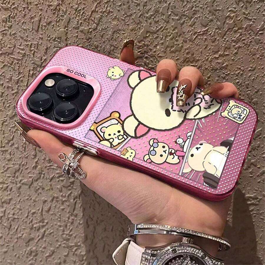 1pc Fashionable, Personalized Cartoon, Relaxed Little Bear Compatible For Phone17/16/15/14/13/12/11/8/ 7ProMax/Pro/Plus/Xs Max/XS/X,For Compatible With Colored Simple Fall Prevtion Anti-Shock, Anti-Slip, Anti Drop, Camera Ls Protection, Silicone Anti Wear Phone Case.Holiday Phone Accessories.Bear Phone Case Phone Case Rilakkuma Cheap Phone Cases 14 Cute Phone Cases Fundas Cover De Gifts For Women Cover 17 Pro Max Fall Silicone Phone Case Gifts For Men - 紫色 - 查看 1