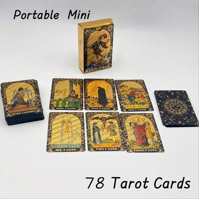 دليل بطاقات التارو المصغر المحمول وسهل التخزين - 80 بطاقة تارو من نوع Waite-Smith - مصنوع من مادة PET مقاومة للماء والتمزق - للمبتدئين والخبراء، 2.24 بوصة * 3.43 بوصة (5.7 سم * 8.7 سم)، القدر، التنجيم، بطاقات الأوراكل، عيد الميلاد، هالوين، ، هدية، مستقبل المصير، النبوءة، الحاضر