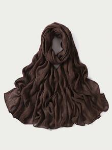 1件装女士纯色褶皱100%人造丝围巾，时尚休闲头巾/头巾 - 多色 - 查看 8