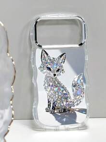 Crystal Fox Pattern, Sparkling Luxury Style, Transparent Phone Case With Electroplated Ring, Phone Case For IPhone17 PRO MAX IPhone17 AIR /16/15/14/13/12/Pro Max/Pro/Plus, For Galaxy A54/A55/A56/A70/A71/A72/A73/A, Galaxy S26/S25/S24/S23/S22/S21. Wave-Shaped Design, Comfortable Grip, Everyday Reliable Protection. Great Gift Choice For Holidays, Perfect For Users Who Love Refined Sparkle And Premium Texture, Fully Rhinestone-Embellished Fox Design Reflecting Dazzling Light, Showcasing Mysterious Elegance And Fashionable Allure. - Trong sáng - Xem 4