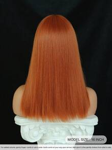 NICKY WALL Tóc giả thẳng dài vừa phải 18 inch có mái màu cam dành cho nữ, chất liệu sợi tổng hợp mềm mại chất lượng cao, thích hợp cho các bé gái sử dụng hàng ngày và dự tiệc. - trái cam - Xem 3