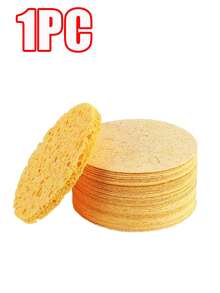 20pcs/10pcs/1pc Compressed Natural Cellulose Fiber Round Facial Cleansing Sponges, For Cleaning, Exfoliating And Makeup Removal - Yellow - View 9