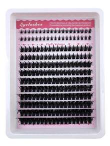 3-In-1 Pointed Tip + 100D + Lower Lash Cluster Lashes, 6-18mm Pointed Tip Lashes, D/DD Lower Lashes, 216pcs Cluster Lashes, Thick Individual Lashes, DIY Pointed Tip Lash Extension, Cartoon Cluster Lash Extension, Mink Lash Strip, Thick Lashes - DD - 查看 2