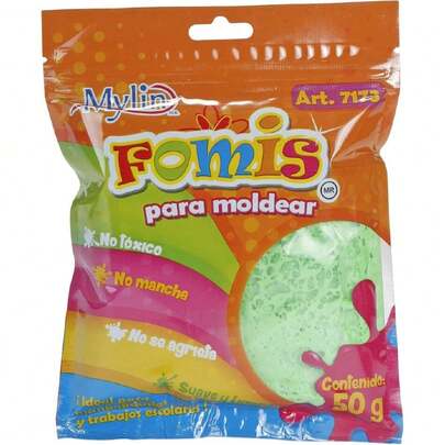 Mylin Fomi Moldeable Para Manualidades Ideal Para Niños 50g Color Verde No Tóxico,37357572