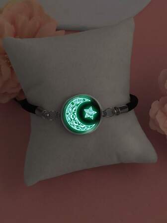 1 pieza Brazalete trenzado de mejor amigo con estrella y luna, brazalete de pareja que brilla en la oscuridad para mujer, regalo del Día de San Valentín
