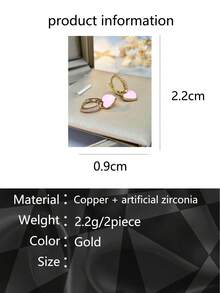 Cubic Zirconia Decor Heart Drop Earrings Valentines,Mom,Mother,Mother's Day,Gift - Pink - View 6