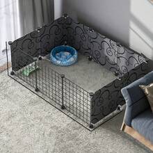 1个便携式铁丝网宠物门，适用于小型犬及其他宠物 - 易于DIY组装，经久耐用且可扩展，适合室内/室外使用 - 非常适合柯基犬、幼犬、兔子、仓鼠和小猫，室内狗门