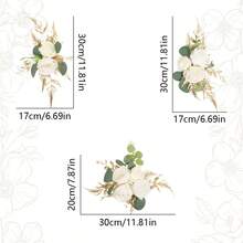 3PCS Artificial Flowers Cake Flowers Decor Set - Wedding Cake Topper, Fake Floral Arrangement For Anniversary, Birthday Party Decorations - Elegant Cake Flowers For Wedding, Home Decor Valentine's Day Party & Special Events Table Decor - 白色 - 查看 7