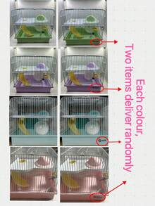 2-Layer Portable Hamster Cage - Mini Habitat With Exercise Wheel, Water Bottle And Food Bowl - Ventilated Travel Cage For Hamsters/Mice (Multiple Colors) - Multicolor - View 8